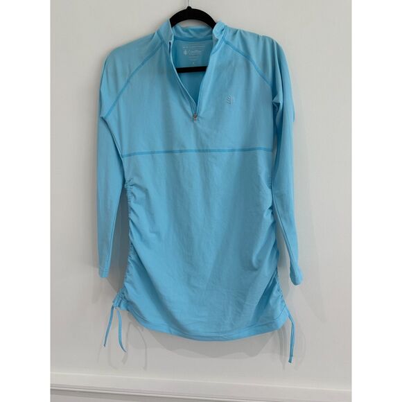Coolibar Women's Lawai Ruche Swim Shirt in Arctic Blue - EUC - Sz. S - Picture 3 of 10